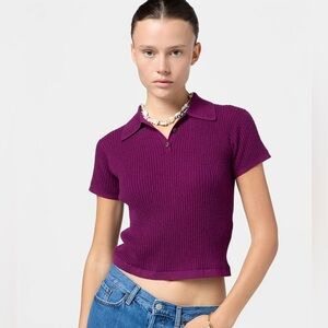 Guest in Residence The Shrunken Polo in Aubergine 100% Cashmere